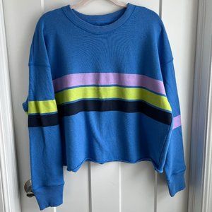 Aerie Raw Hem Striped Sweatshirt | Size: XL | Color: Multicolor